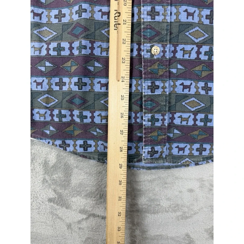 L.L. Bean Chamois Cloth Shirt Mens M Geometric Southwest USA Cotton